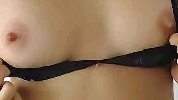 big tits latina bends over flashing ass boobs lingerie