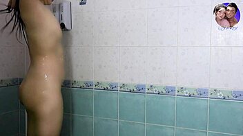 pretty asian teen showers pussy clean then rides cock pov doggystyle