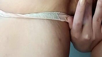 shaved wet pussy flashes with buttplug teasing ass hole