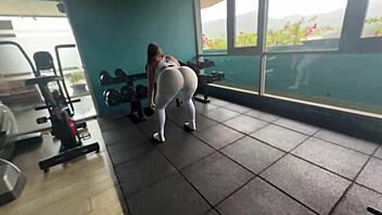 Gym Pickup Curvy Big Boobs Huge Ass Latina Oiled Yoga Workout Creampie Doggystyle Cowgirl