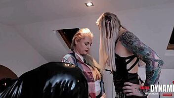 mistress chokes subs with bbc, demands deepthroat and ass worship in bedroom domination