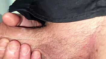 guy strokes his loaded hard cock homemade then blasts cum on desk