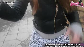 german slut pisses publicly into her own handbag pov