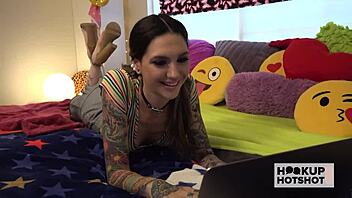 Gorgeous Rocky Emerson hooks up with Bryan Gozzling for sloppy blowjob, doggystyle and facial cumshot