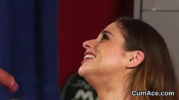 uh foxy doll uh swallows bukkake cumshots from face pov blasts