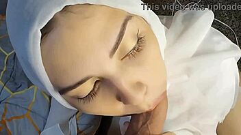 Curvy Arab Muslim Deepthroats Cock Pro Style Begs for Facial Cum