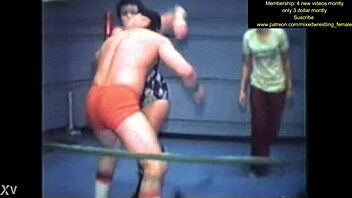 mixed nude wrestling gets intense and sweaty