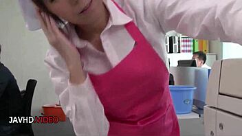 office lady chihiro akino's intense jav blowjob builds to creampie