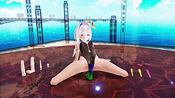 solo babe rides dildo hard and deep