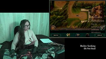 old tattooed brunette with big natural tits plays naked clock game part 2