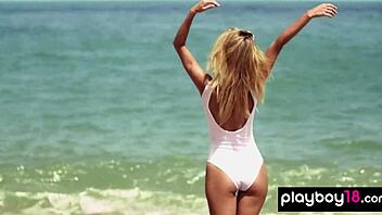 smoking hot ukrainian teen blondie cara mell poses nude on the beach