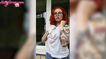 Sexy Redhead Teen Washes Windows in Dripping Wet T-Shirt