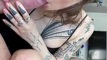 backstage, want this tattooed teen's deepthroat on your big cock with anal toys?