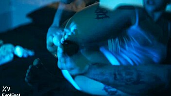 Emilly's nylon feet licked close up by fetish fans