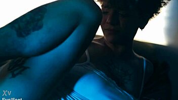 Emilly's nylon feet licked close up by fetish fans