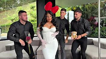 Stunning Steffy Moreno dp anal foursome chooses valentines studs