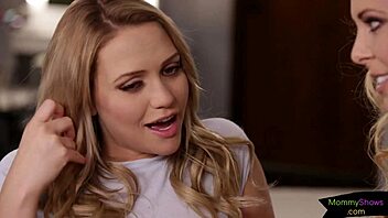 Classy milf seduces young babe into lesbian tribbing passion