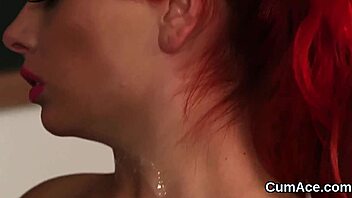 centerfold bombshell swallows bukkake facial jizz explosion