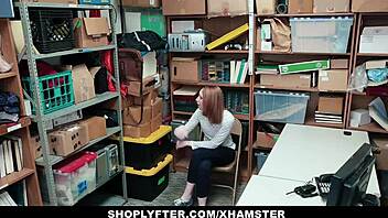 lp officer fucks shoplifting ginger teen in office after catch