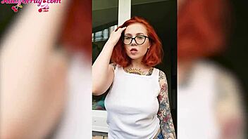 Sexy Redhead Teen Washes Windows in Dripping Wet T-Shirt