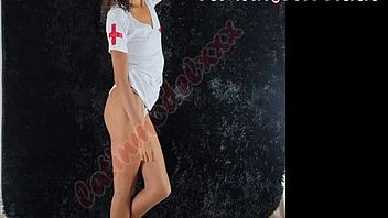 sexy nurse poses flashing pussy ass in hot photoshoot