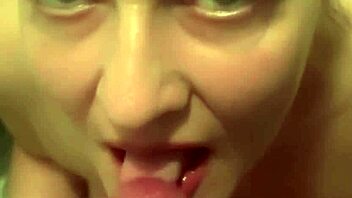 Horny milf swettysvett deepthroats post-workout bathroom blowjob