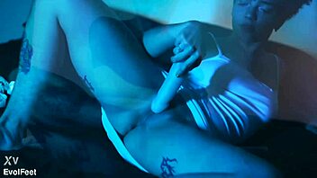 Emilly's nylon feet licked close up by fetish fans