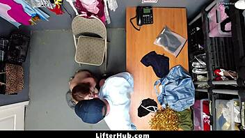 Officer fingers shoplifter till pussy drips on his desk