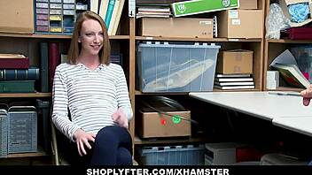 lp officer fucks shoplifting ginger teen in office after catch