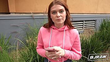 hot redhead katerina deville blowjob handjob cum covered pov blast