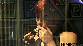 Wow! Huge natural tits lesbian gets fingered to orgasm!