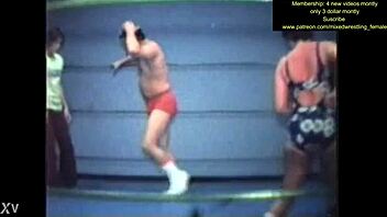 mixed nude wrestling gets intense and sweaty