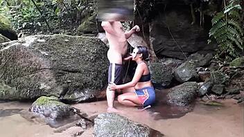 Boquete And Anal In Cachoeira Boa With Cum On Big Ebony Ass!