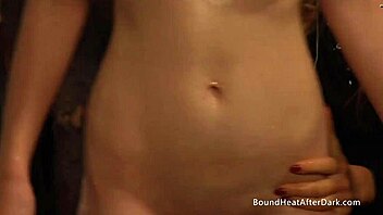 Curvy lesbian slave bound and moaning to mistress orgasm