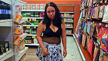 venezuelan milf flashes big ass in supermarket for cuckold