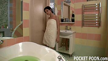 caught stroking in bathtub leads to deepthroat pov toys