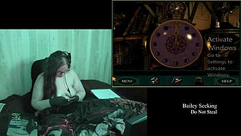 old tattooed brunette with big natural tits plays naked clock game part 2