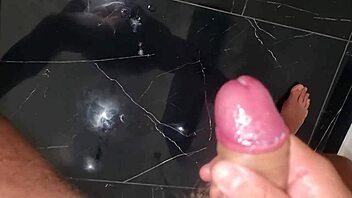 Big cock squirts huge cumshot long tattooed handjob explosion!