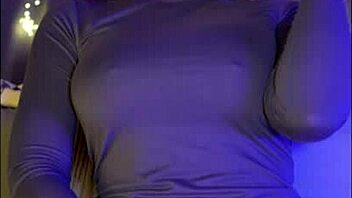 a blue-eyed redhead babe rides dildo passionately, faking tits bouncing with cum play and joi