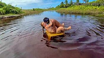 adventurous couple caught wild bareback outdoor sex