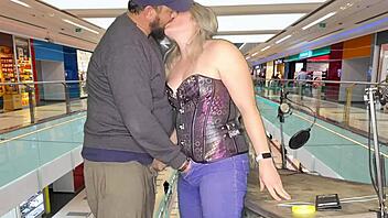 couple fucks wildly in crowded public mall