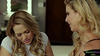 Classy milf seduces young babe into lesbian tribbing passion