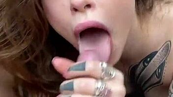 backstage, want this tattooed teen's deepthroat on your big cock with anal toys?