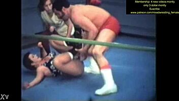 mixed nude wrestling gets intense and sweaty