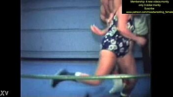 mixed nude wrestling gets intense and sweaty