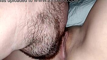 cuckold hubby brings friend to lick wife's shaved pussy clean before bed