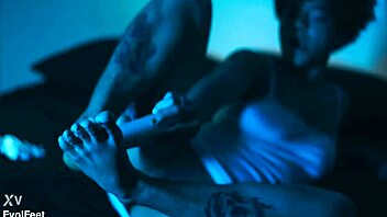 Emilly's nylon feet licked close up by fetish fans