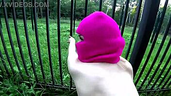 naughty blonde fucks wildly in forest meadow and public spots