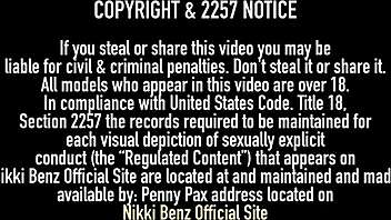 Nikki Benz's huge tits heave as she fingers her dripping wet cunt solo!