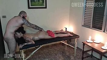 seduced by big tits brazilian masseuse during oily massage
